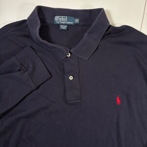 Polo Ralph Lauren Long Sleeve Polo Shirt 3XB Navy Big Blue Rugby